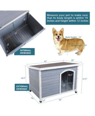 Medium Wooden Dog House Waterproof Elevated Grey