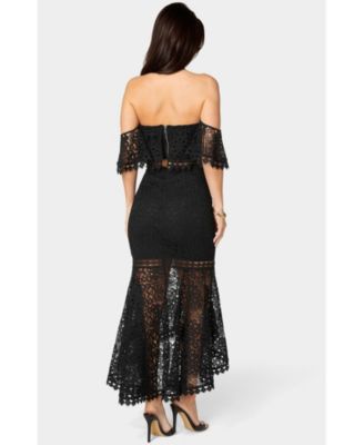 Women's Two Piece Lace High Low Dress