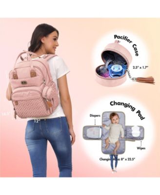 Diaper Bag Backpack with Portable Changing Pad, Pacifier Case and Stroller Straps