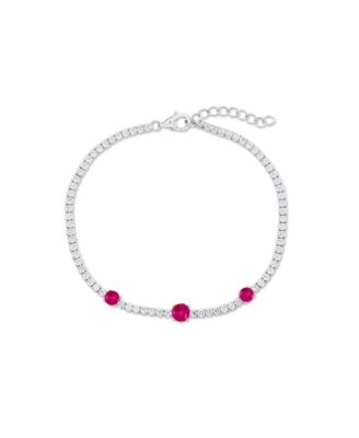 Sterling , Round CZ Tennis Bracelet