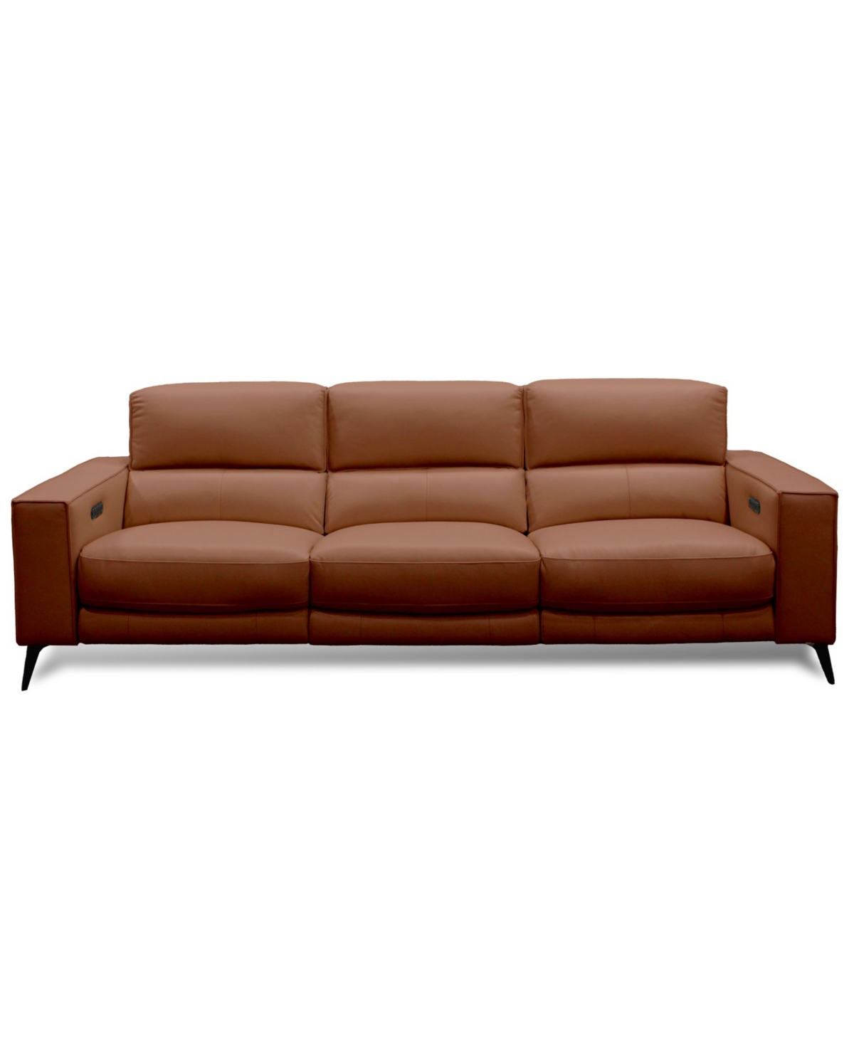 Macy's Neiwert 3-pc. Leather Sofa Sectional With 3 Power Recliners In Brown