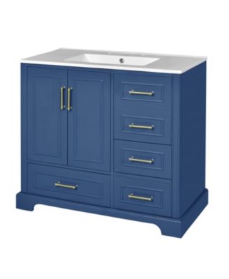 36" Bathroom Vanity with Ceramic Sink & Soft Close Doors/Drawers