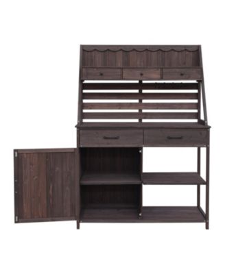 Fir Wood Potting Bench with Storage