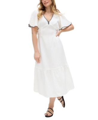 Women's Delilah V-Neck Front Tie Midi Dress