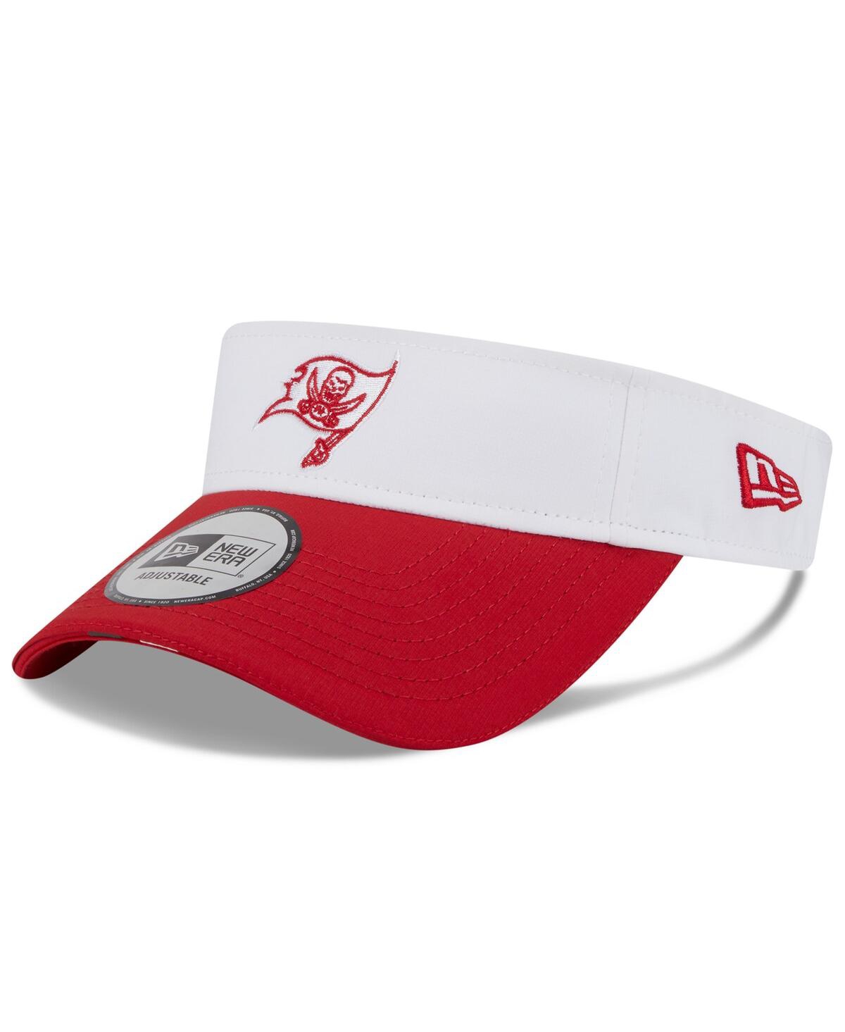 New Era Men's White/red Tampa Bay Buccaneers 2025 Nfl Training Camp Adjustable Visor Hat
