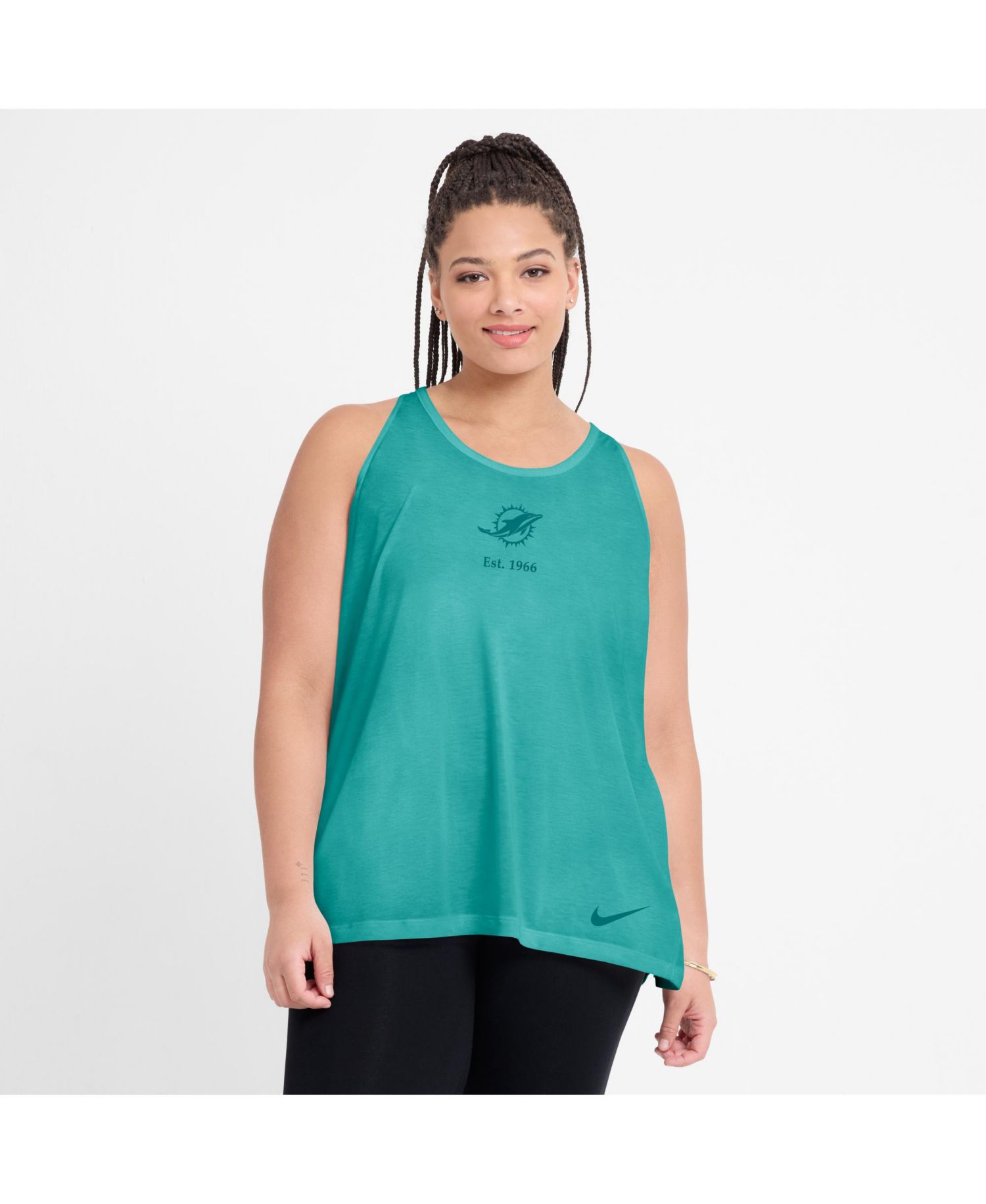Women's Aqua Miami Dolphins Glory Crisscross Performance Tank Top