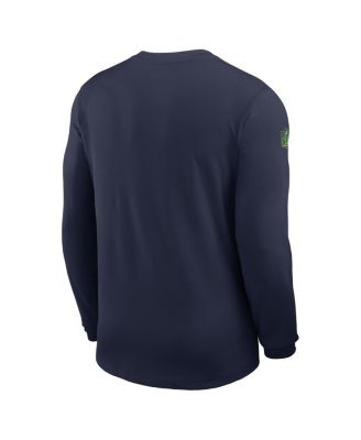Men's College Navy Seattle Seahawks Sideline Coach UV Performance Long Sleeve T-Shirt