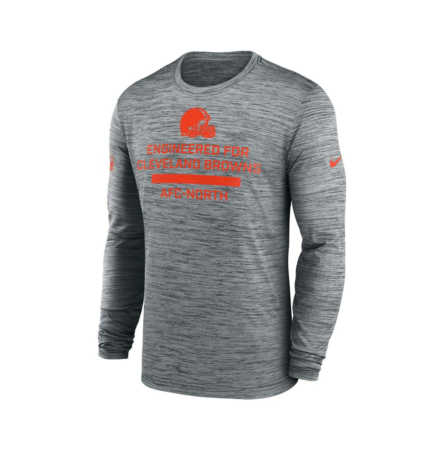 Мужская футболка Nike Gray Cleveland Browns Sideline Velocity Performance Long Sleeve — фото 3