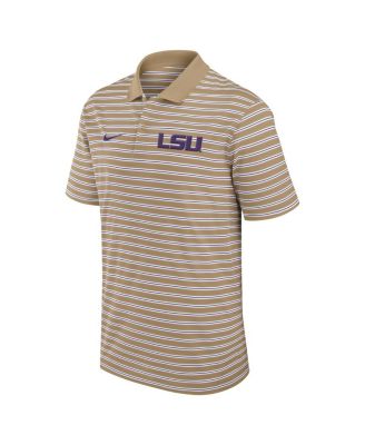 Men's Tan LSU Tigers Athletic Prep Striped Performance Polo Shirt