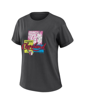 Women's Charcoal Cleveland Guardians Domestic Box Color Boyfriend T-Shirt