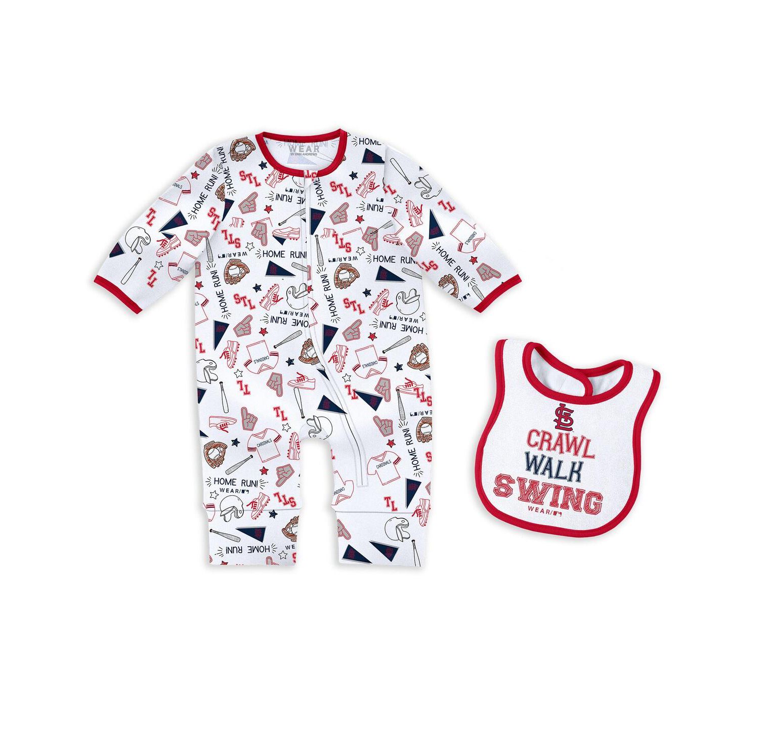 Baby Boys and Girls St. Louis Cardinals Sleep Play with Bib Set
