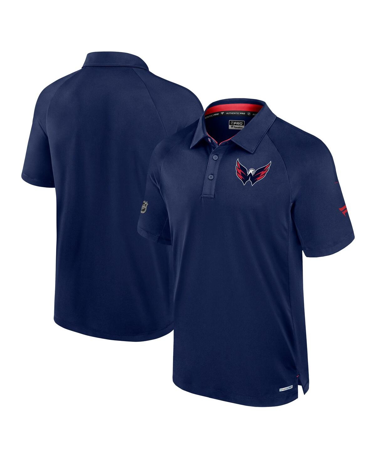 Men'sÂ Navy Washington Capitals Authentic Pro Rink Raglan Polo Shirt - Navy