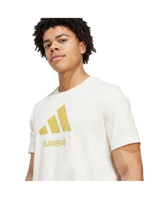 Men's Cream CR Flamengo Three-Stripes Wordmark T-Shirt
