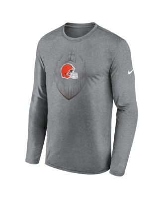 Men's Heather Gray Cleveland Browns Icon Legend Performance Long Sleeve T-Shirt