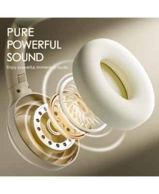 Beige Over-Ear Bluetooth Headphones with Noise Cancellation