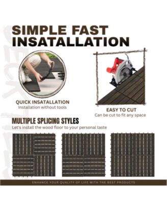 Acacia Deck Tiles Striped 12" x 12", 30 PCS