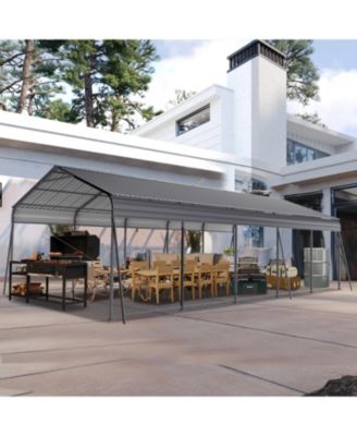 Metal Carport 13x26.5 FT Heavy Duty Galvanized Steel Roof Gray