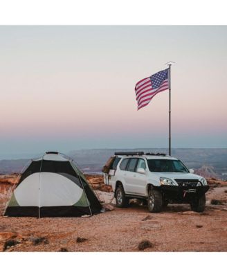 EZ GO 14ft Telescopic Flag Pole Kit with Starlink Mini Pipe Adapter & Tire Mount Base for Outdoor Tailgate Party, Sliver