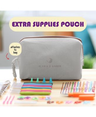 Durable Canvas Crochet & Knitting Bag Organizer with Accessories Case - Yarn Organizer for Crochet Accessories and Supplies