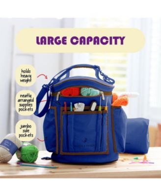Durable Canvas Crochet & Knitting Bag Organizer with Accessories Case - Yarn Organizer for Crochet Accessories and Supplies