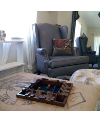 4 Player Shut the Box Dice Board Game with Walnut Stained Wood - 12 in.