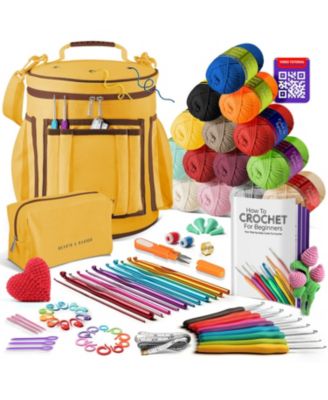 Crochet Starter Kit for Beginners Adults & Kids with Video Tutorials - Amigurumi & Crocheting Kit - with Yarn & Crochet Bag