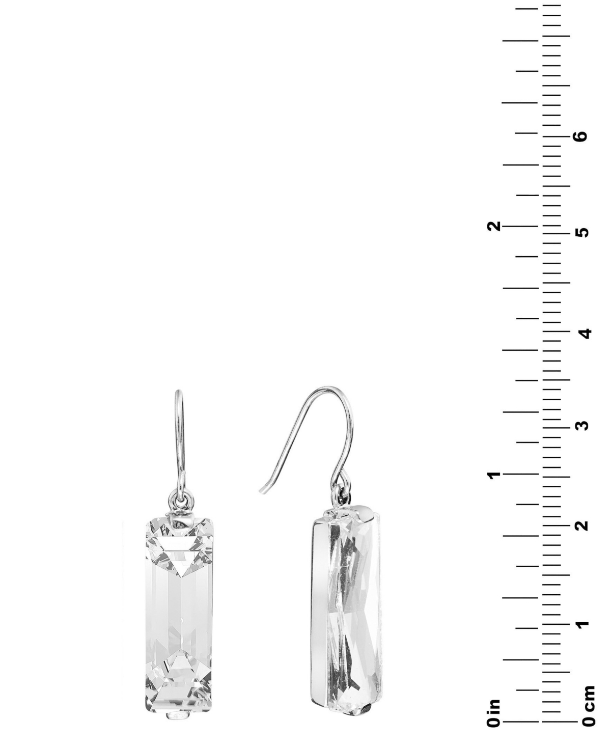 Macy's Color Crystal Rectangle Drop Earrings In Sterling Silver In Silver