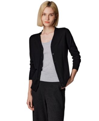 JENNIE LIU Women's Merino Wool Light Weight Cardigan Ultra Soft