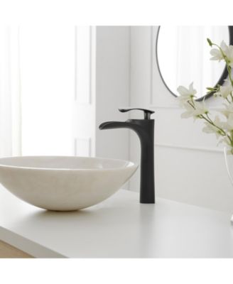 Single Hole Single Handle Bathroom Vessel Sink Faucet With Pop Up Drain Without Overflow in Matte Black Chrome