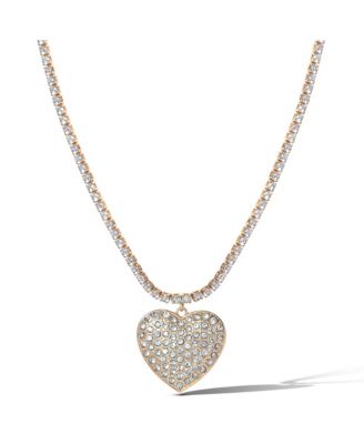 Gold-Tone Heart Pendant Link Chain Necklace