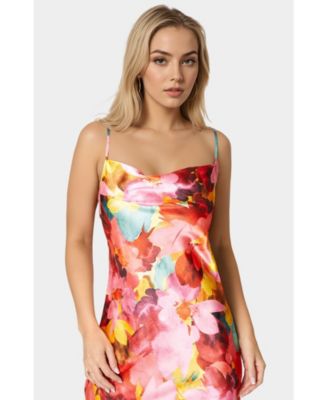 Women's Print Satin Maxi Dress