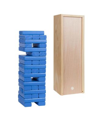 Walnut Stain Wood Blocks Tower Game with Wooden Box, 12 in.