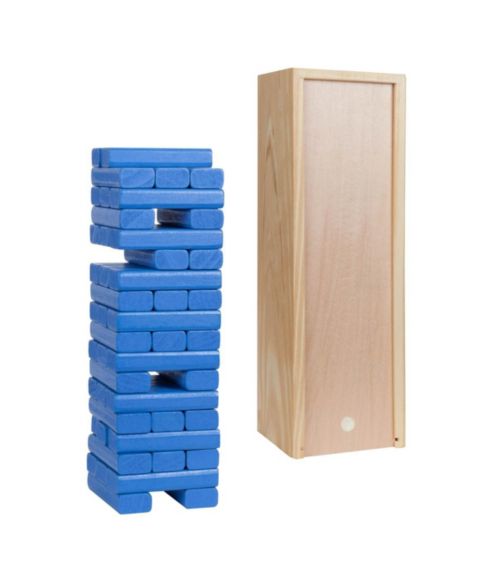 Детские игрушки WE Games Walnut Stain Wood Blocks Tower Game, 54 Pieces, Ages 3+, цвет: Синий