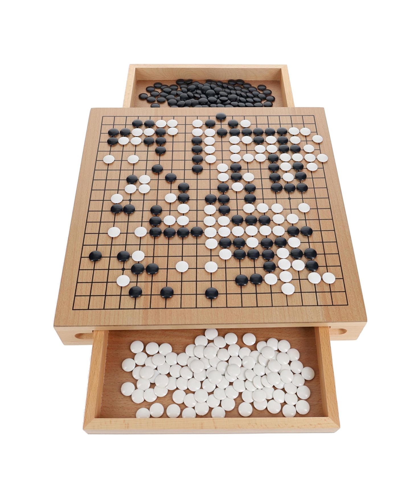 Детские игрушки WE Games Wooden Strategy Go Set with Pull-Out Drawers Board Game, 361 Pieces, Ages 12+, цвет: Натуральный — фото 1