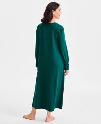 Women's Long-Sleeve Embroidered Knit Nightgown