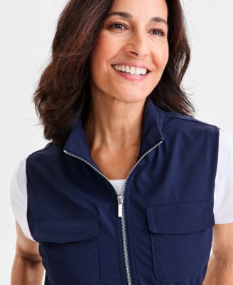 Women's Zip-Front Tech Cargo Vest, Macy's Exclusive