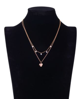 Cubic Zirconia Flower Duo Necklace Set