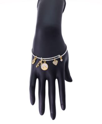 Cubic Zirconia Fearless Charm Bangle Bracelet