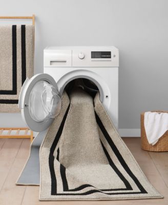 Jean Pierre Double Line Border Tufted - Machine Washable Runner Rug, 26" x 96"