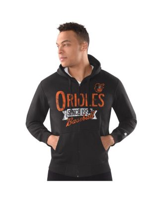Starter - Men's Black Baltimore Orioles Distressed Full-Zip Hooded Jacket