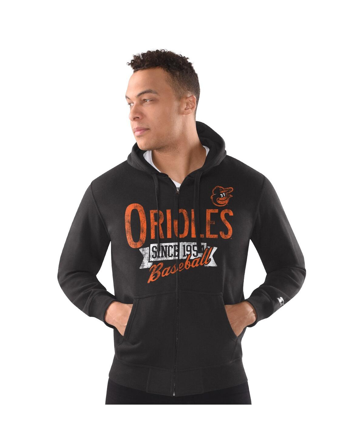 Men's Black Baltimore Orioles Distressed Full-Zip Hooded Jacket - Black