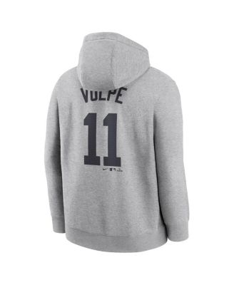 Men's Anthony Volpe Heather Gray New York Yankees Player Name Number Club Fleece Pullover Hoodie