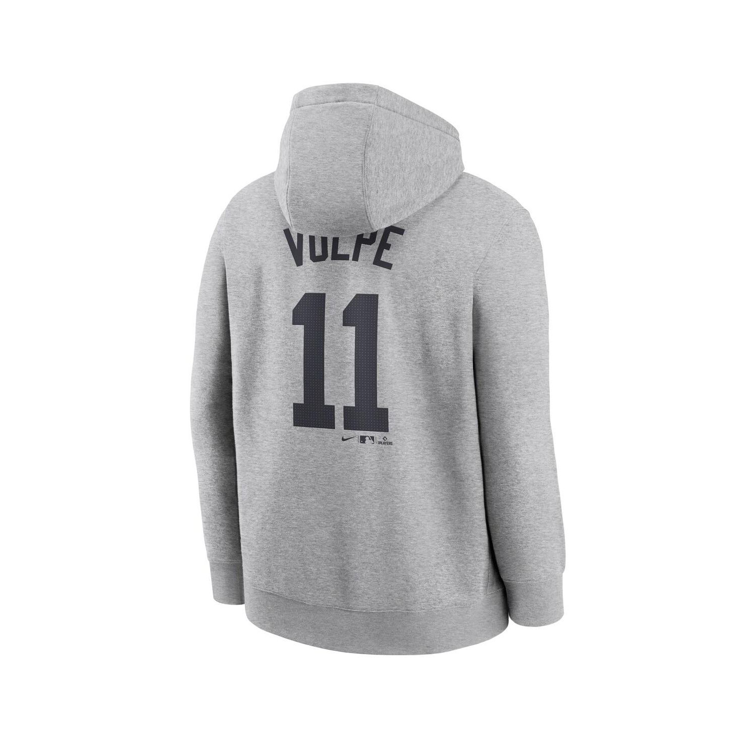 Men's Anthony Volpe Heather Gray New York Yankees Player Name & Number Club Fleece Pullover Hoodie