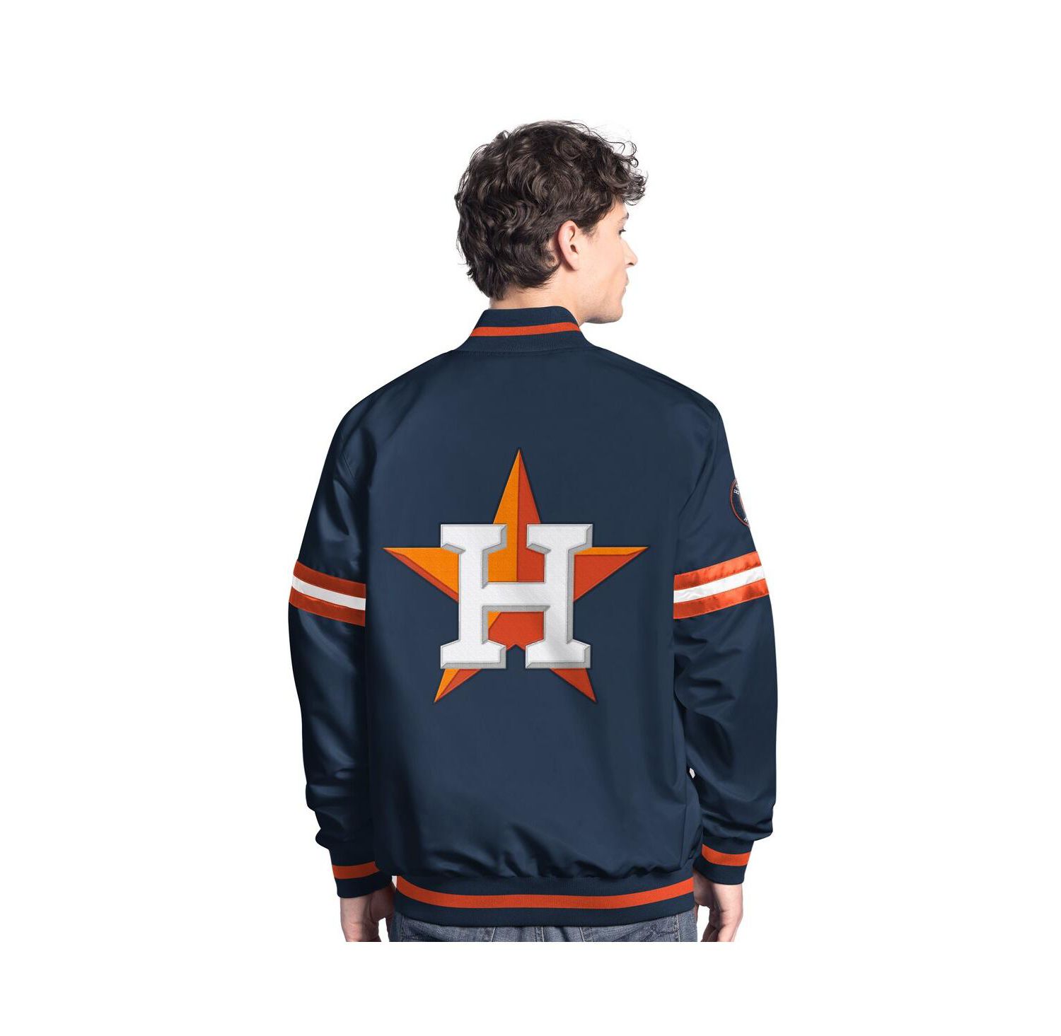 Men's Navy Houston Astros Scout Full-Snap Varsity Jacket