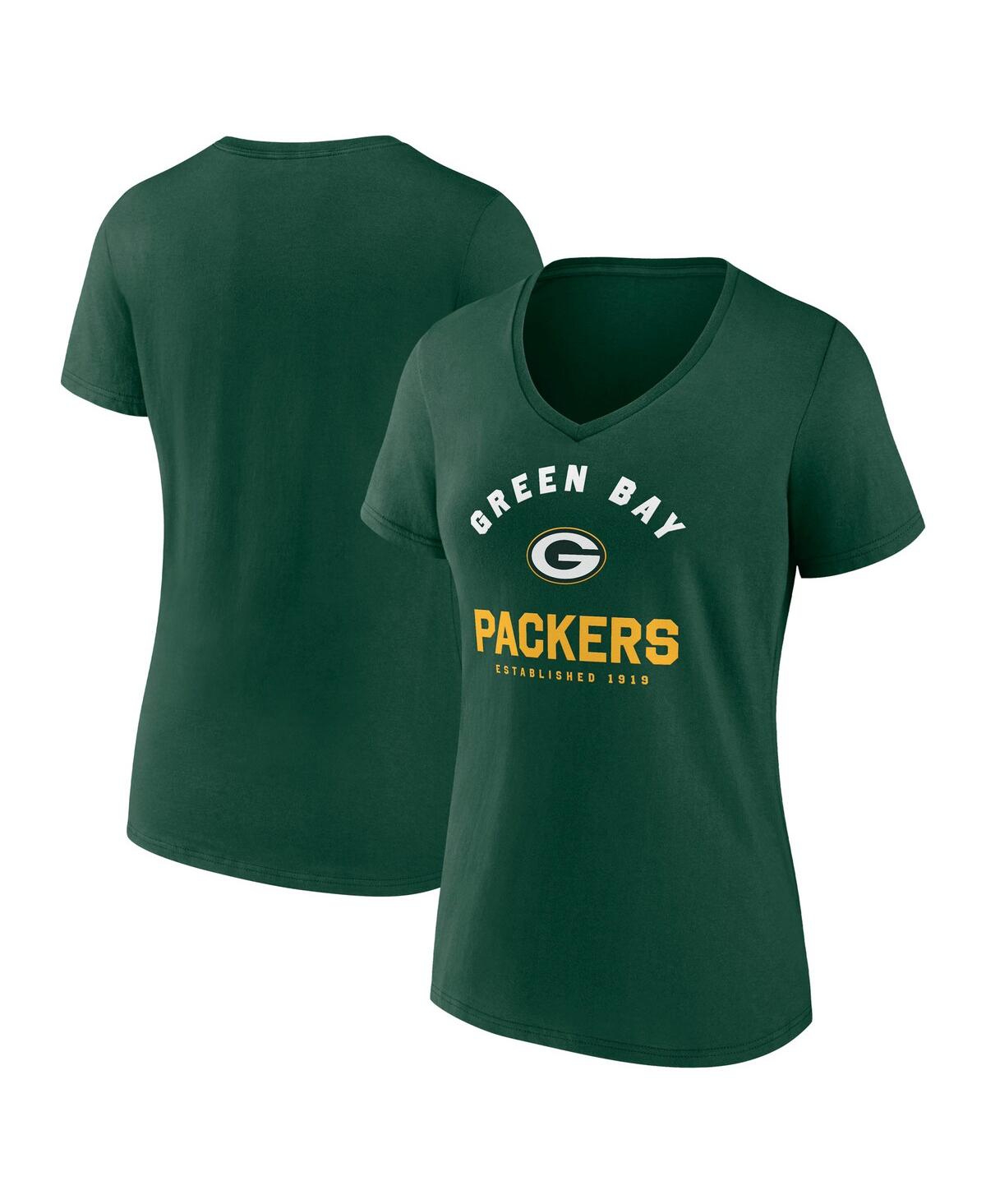 Women's Green Green Bay Packers Unrivaled V-Neck T-Shirt - Green