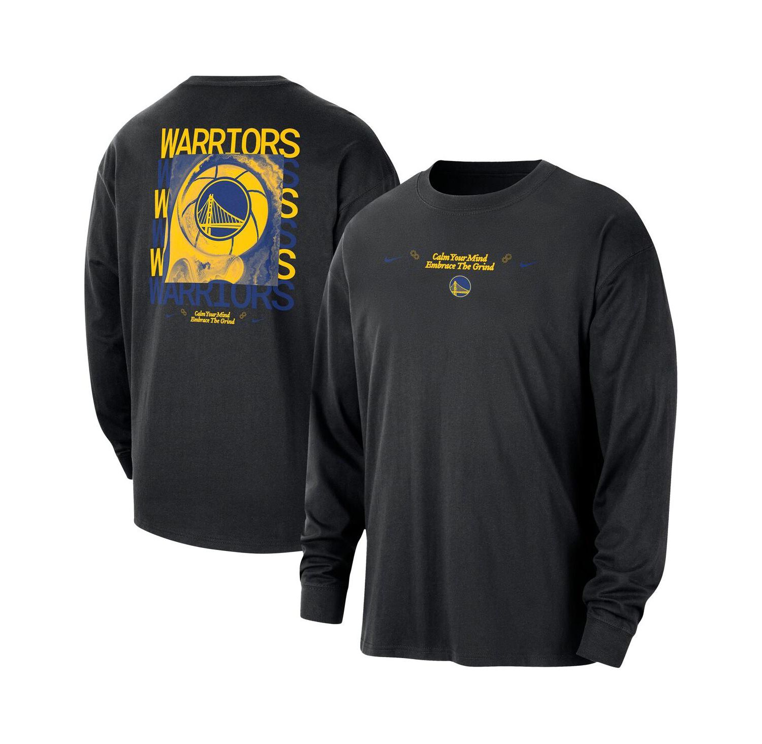 Men's Black Golden State Warriors Courtside Oversized Long Sleeve T-Shirt