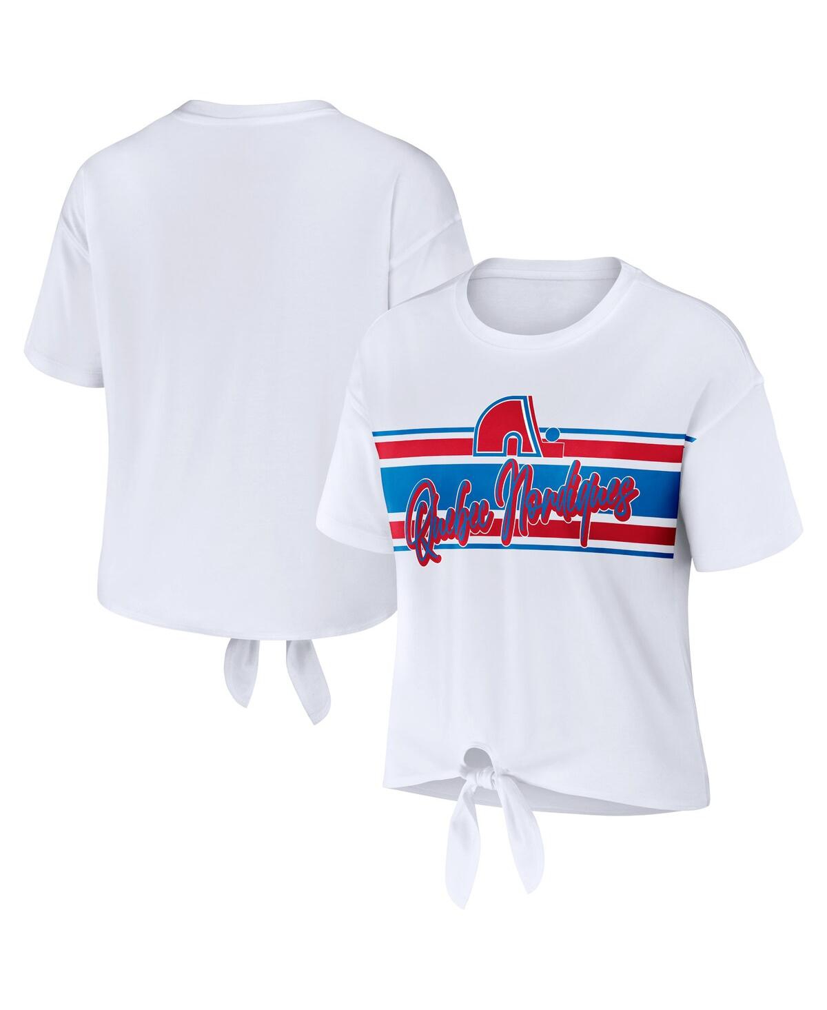 Women's White Colorado Avalanche Front Knot T-Shirt - White