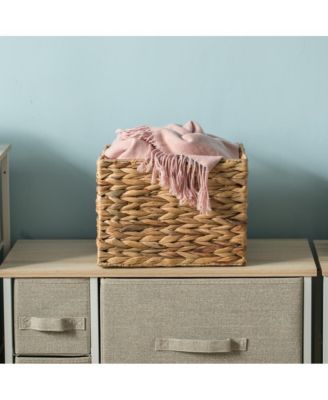 Natural Decorative Woven Water Hyacinth Storage Basket for The Playroom, Bedroom, and Living Room