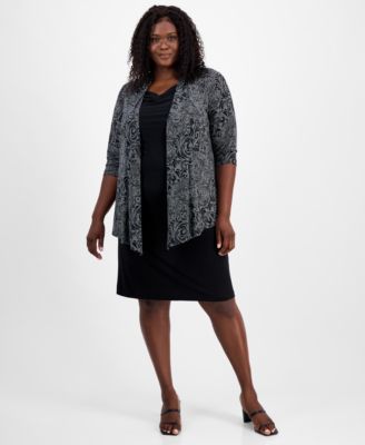 Connected - Plus Size 2-Pc. Printed Jacket & Dress Set