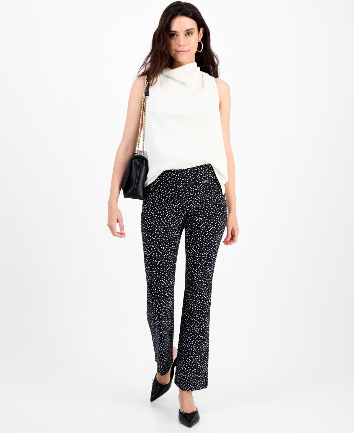 Inc International Concepts Petite Draped-neck Sleeveless Top, Macy's Exclusive In Brown
